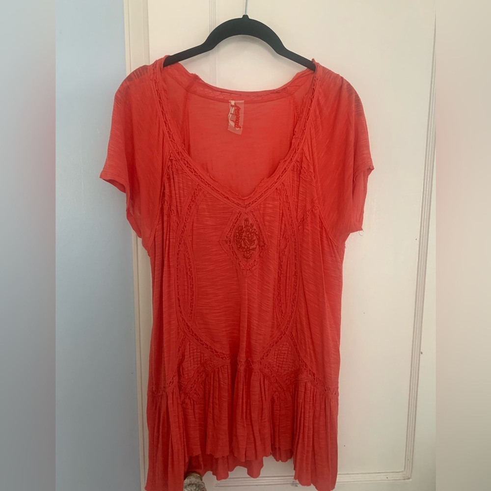 Free People Heirloom Coral Top